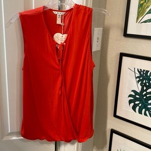 Cabi sleeveless faux wrap top